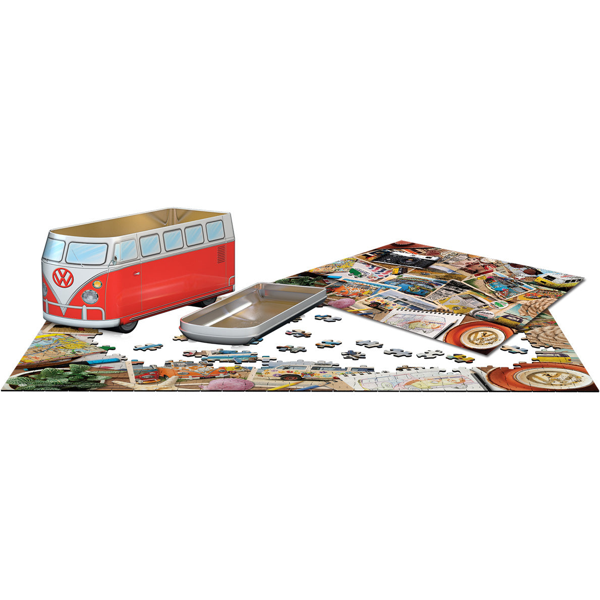 VW Road Trips 550-Piece Puzzle in Collectible Tin with Poster