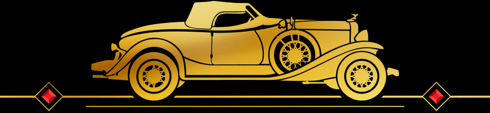 An illustration of a 1920's car gilded in gold