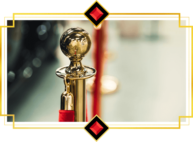 A red velvet and gold stanchion