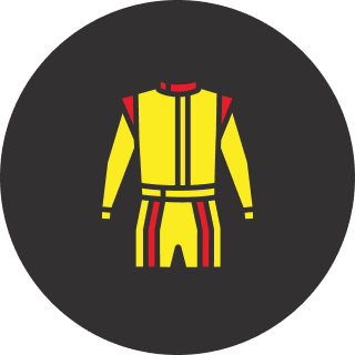 Racing suit icon in a gray circle