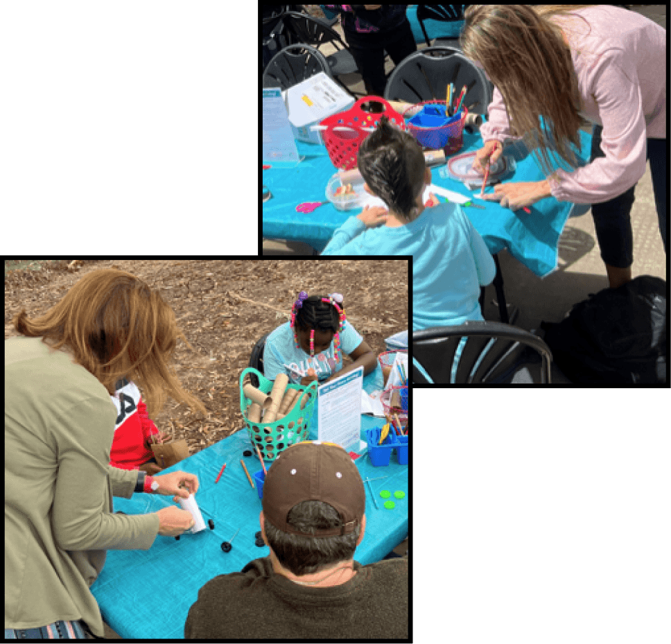 Kids doing arts and crafts outside