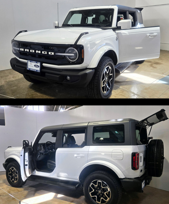 Two photos of the white Ford Bronco Sport