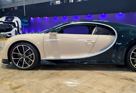 A 2018 Bugatti Chiron on display at the San Diego Automotive Museum