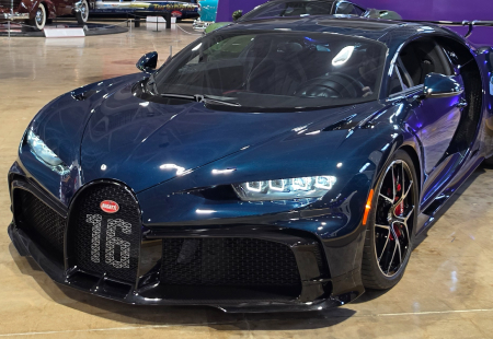 A 2023 Bugatti Chiron Pur Sport on display at the San Diego Automotive Museum