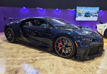 A blue 2023 Bugatti Chiron Pur Sport