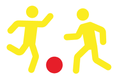 Kids playing soccer icon