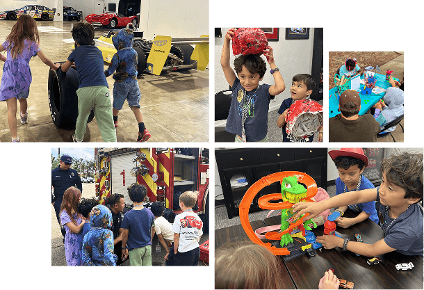 A collage of kids at Camp at the San Diego Automotive Museum | Sign Up for Veterans Day Camp