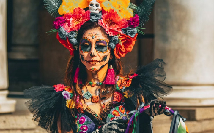 A beautiful Catrina at a Día de los Muertos Celebration.