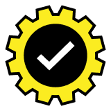 Gear with checkmark icon