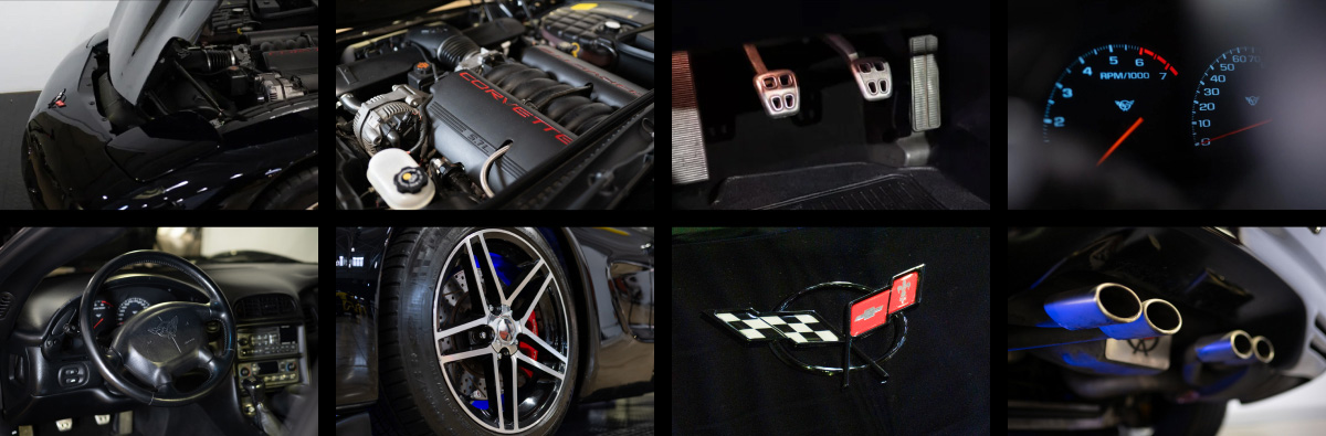 An image gallery showing close ups of the 2001 Corvette