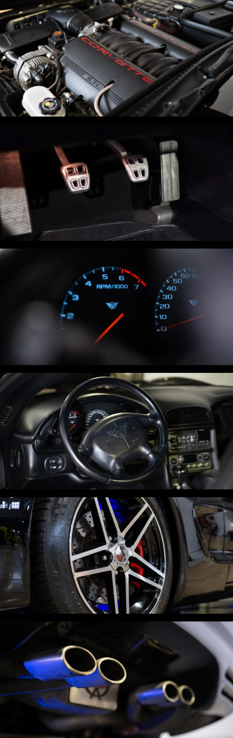 An image gallery showing close ups of the 2001 Corvette