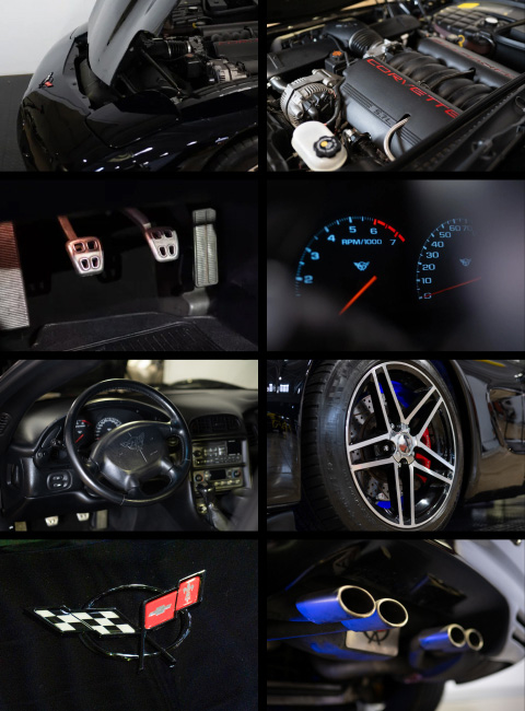An image gallery showing close ups of the 2001 Corvette